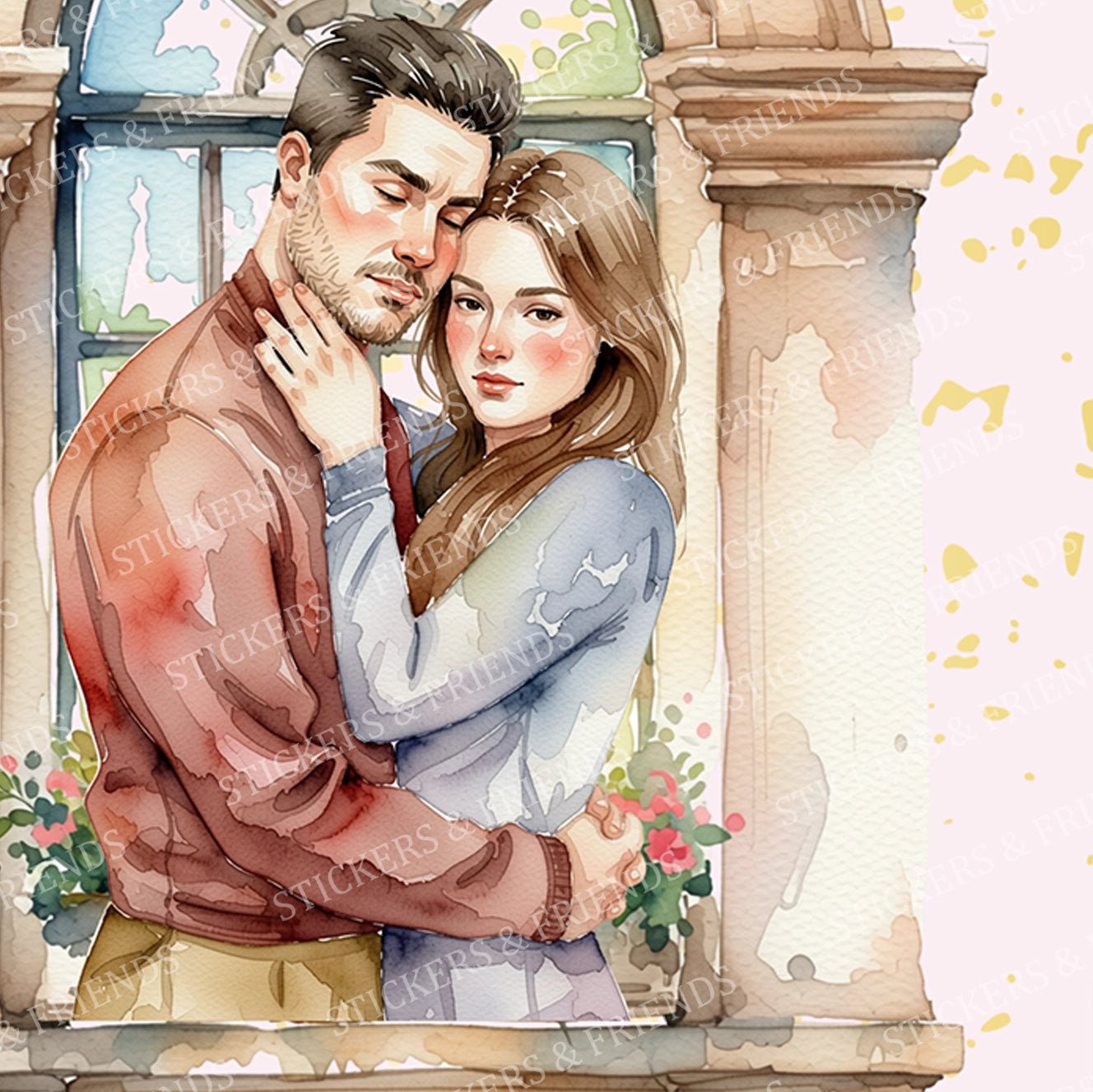 Balcony Lovers Postcard - Stickers&Friends Studio