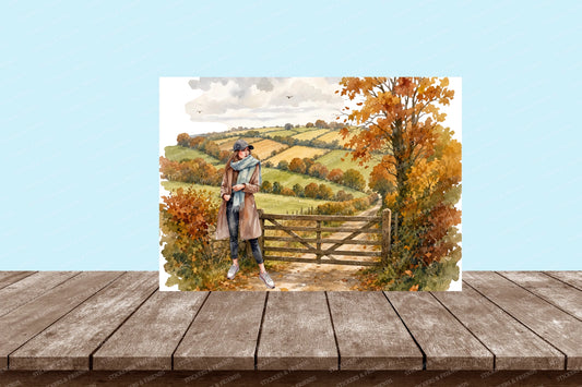 Contryside Girl Postcard - Stickers&Friends Studio