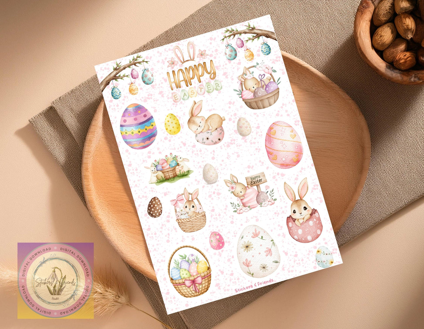 Easter Happy Sticker Sheet - Stickers&FriendsStudio