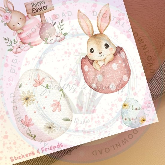 Easter Happy Sticker Sheet - Stickers&FriendsStudio