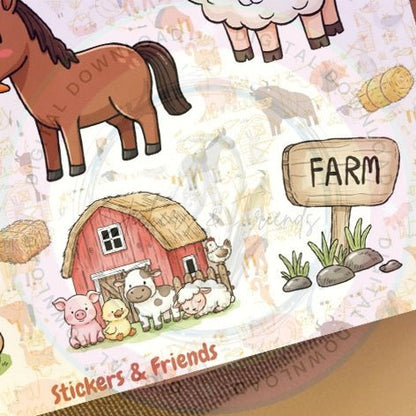 Farm Friends Sticker Sheet - Stickers&FriendsStudio
