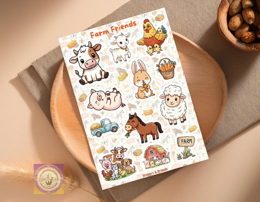 Farm Friends Sticker Sheet - Stickers&FriendsStudio