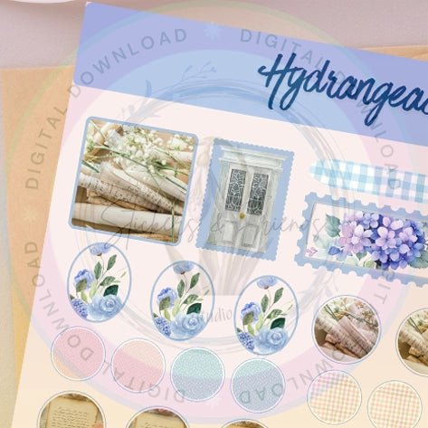 Hydrangeas Junk Journal Pack - Stickers&FriendsStudio