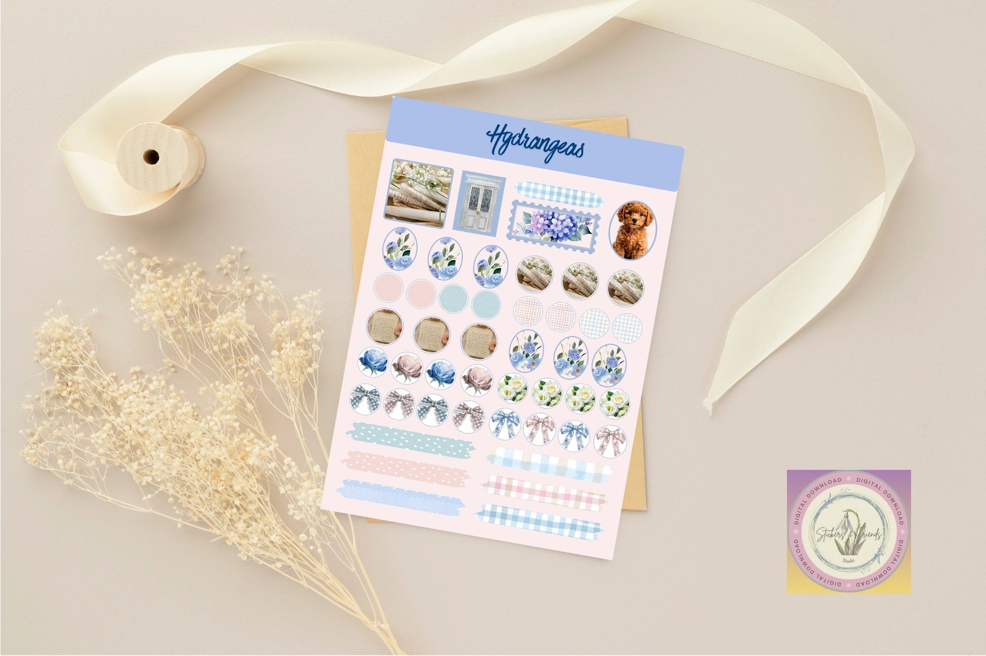 Hydrangeas Junk Journal Pack - Stickers&FriendsStudio