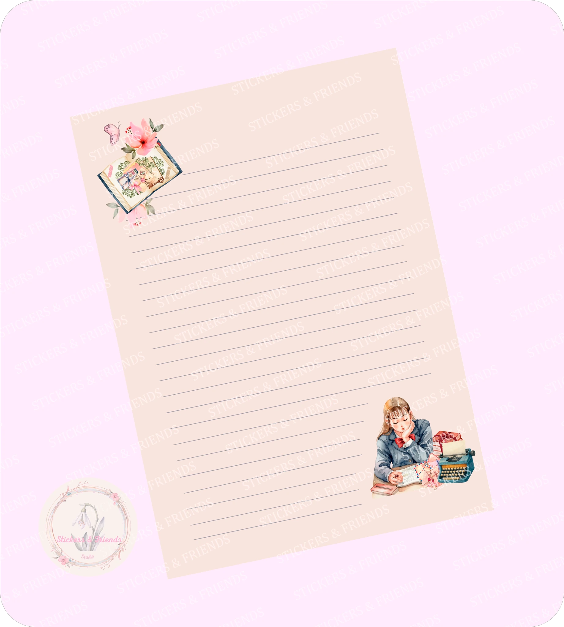 Penpal Friends Letter Sheet - Stickers&Friends Studio