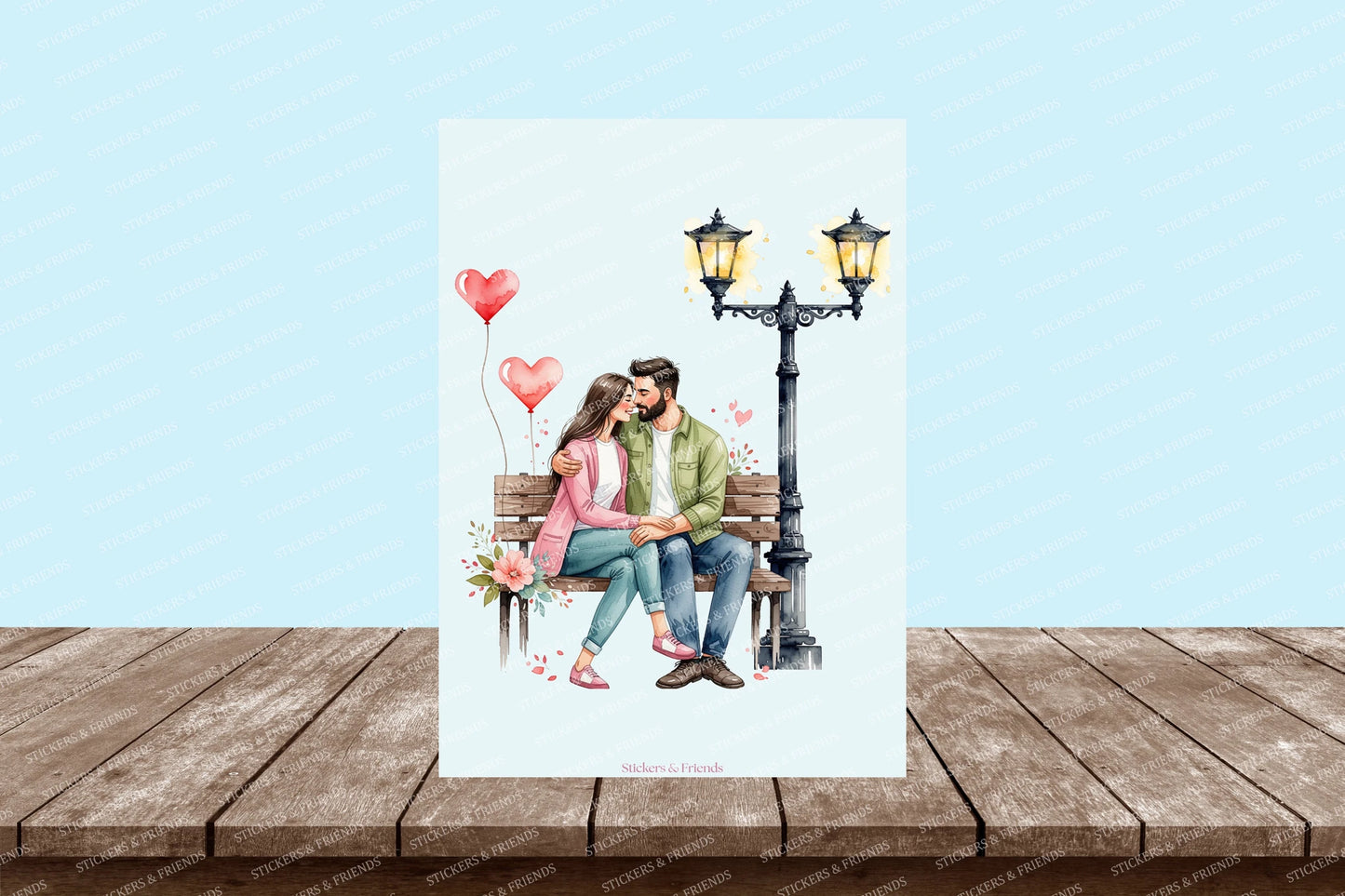 Romantic Lovers Postcard - Stickers&Friends Studio