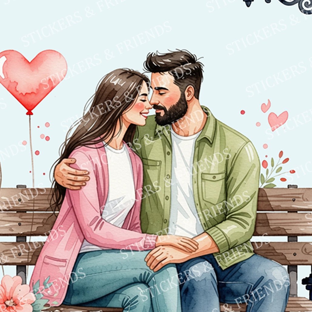Romantic Lovers Postcard - Stickers&Friends Studio