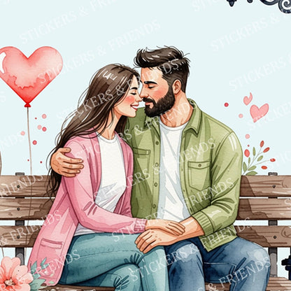 Romantic Lovers Postcard - Stickers&Friends Studio