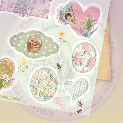 Spring Heart Sticker Sheet - Stickers&FriendsStudio