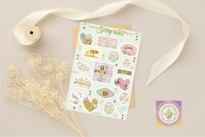 Spring Heart Sticker Sheet - Stickers&FriendsStudio