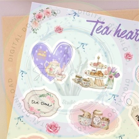 Tea Heart Junk Journal Pack - Stickers&FriendsStudio