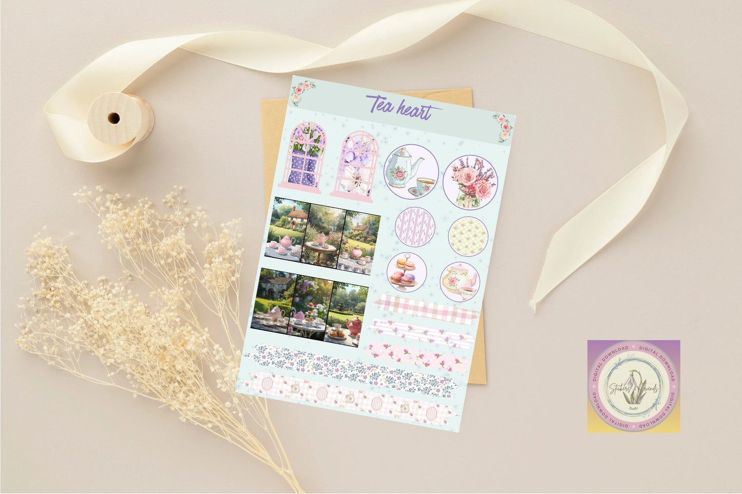 Tea Heart Junk Journal Pack - Stickers&FriendsStudio
