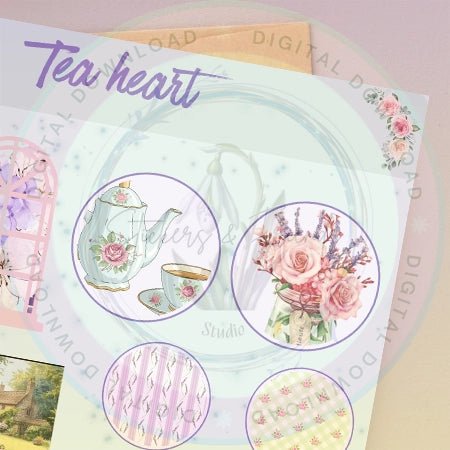 Tea Heart Junk Journal Pack - Stickers&FriendsStudio