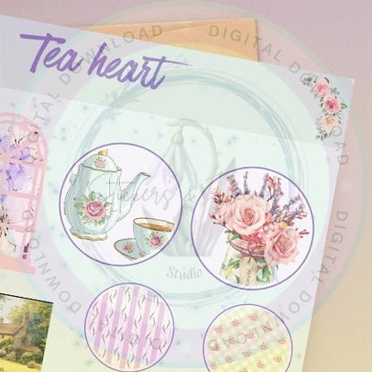 Tea Heart Junk Journal Pack - Stickers&FriendsStudio