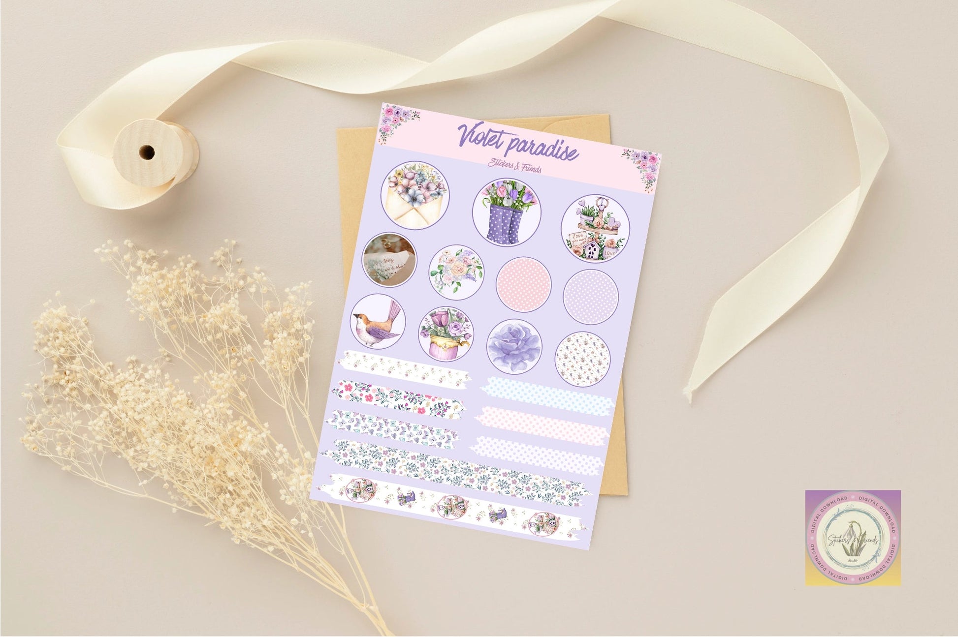 Violet Paradise Junk Journal Pack - Stickers&FriendsStudio